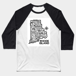 Rhode Island Map Baseball T-Shirt